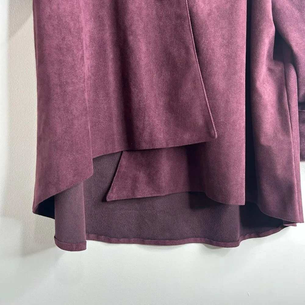 IC by Connie K Jacket Blazer Womens L Burgundy Faux Suede Made USA Boho Designer